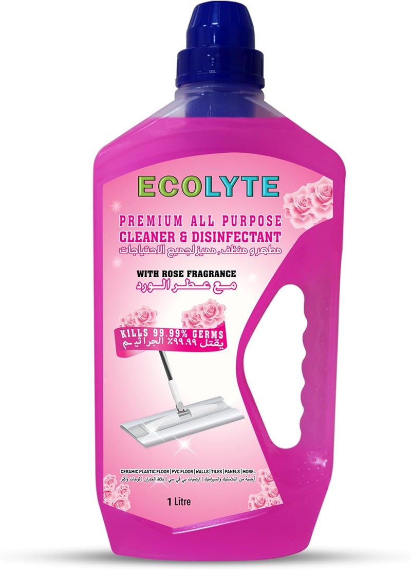 ECOLYTE+ Premium All Purpose Cleaner & Disinfectant - Rose Scent, 1L - Image 1